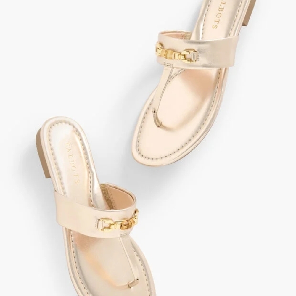 Talbots Women's Gold Bit Thong Sandals 8